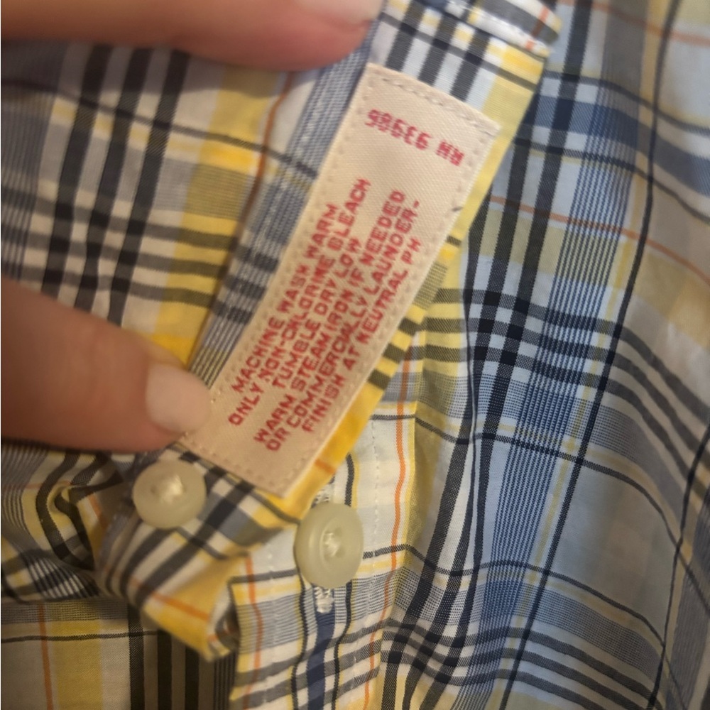 Brooks Brothers Yellow and Blue Checkered Men's Shirt - size Medium - Picture 8 of 8